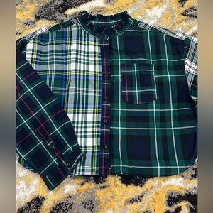 Girls Green Plaid Shirt